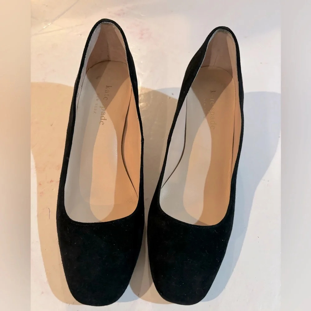 KATE SPADE Black Suede HEELS 5 1/2 M
